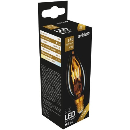 Avide Lampe bougie LED Filament doux 3W E14 2700K 180LM