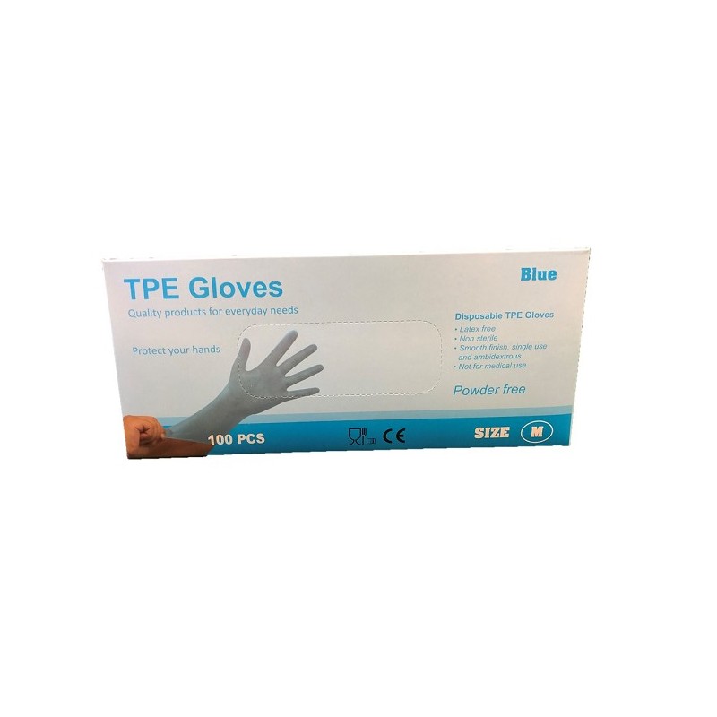 Gants jetables TPE sans latex 100 pièces taille S bleu