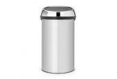 Poubelle Brabantia Touchbin 60L seau gris métallisé et couvercle en acier brillant