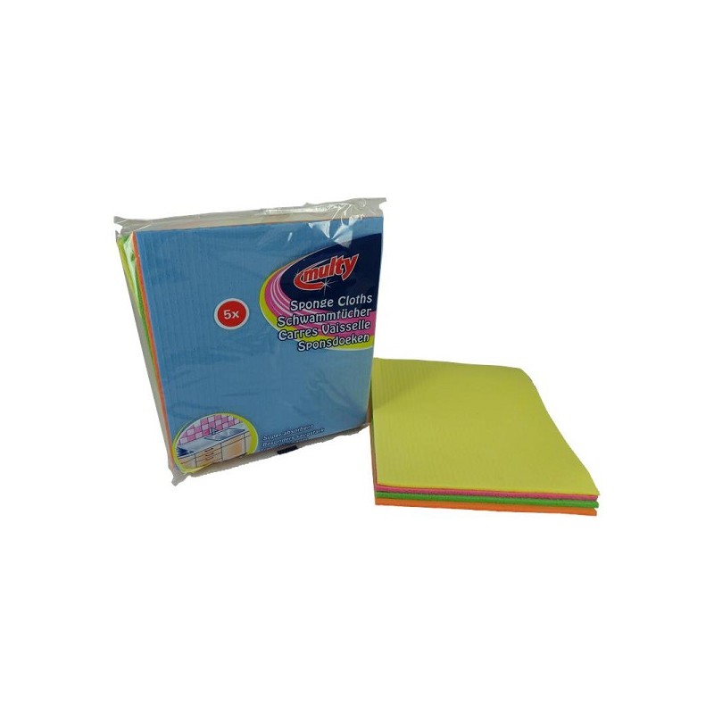 Multy Chiffons Éponges pack de 5 pièces 18x20x0,4cm
