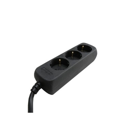 Stekkerdoos met ruimte voor 3 stekkers met randaarde, snoerlengte 1,5 meter zwart