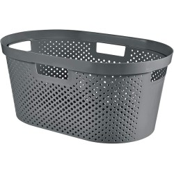 Curver Infinity Dots wasmand recycled 40 liter antraciet 59x39x26cm