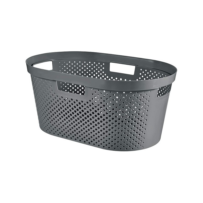 Curver Infinity Dots panier à linge recyclé 40 litres anthracite 59x39x26cm