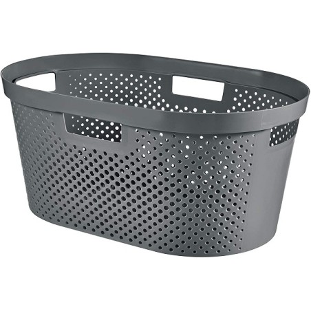 Curver Infinity Dots panier à linge recyclé 40 litres anthracite 59x39x26cm