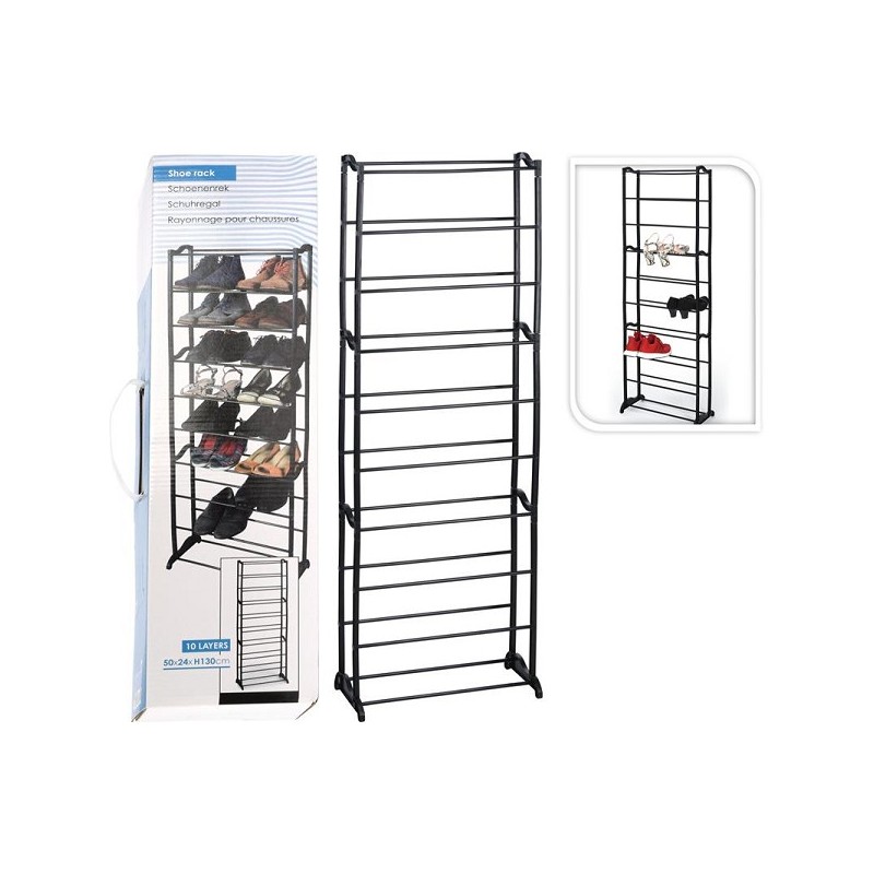 Étagère à chaussures 10 niveaux 50x24x130cm