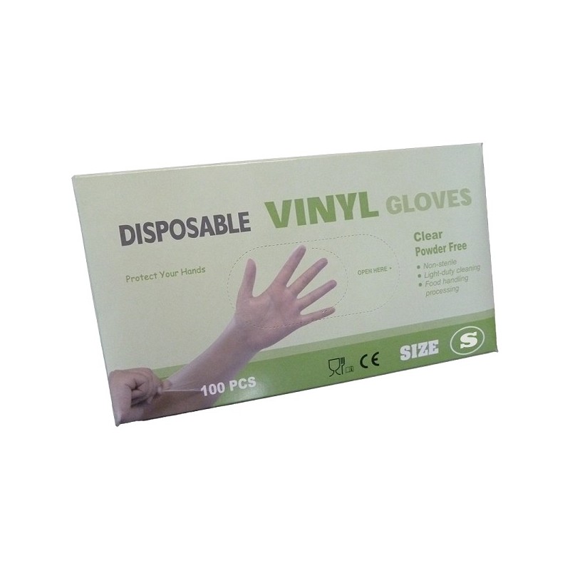 Gants en vinyle non poudrés taille S Boîte de 100 pièces