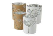 Boltze Home Theelichthouder set a 2 H8,5 en 10cm met bloemafbeelding