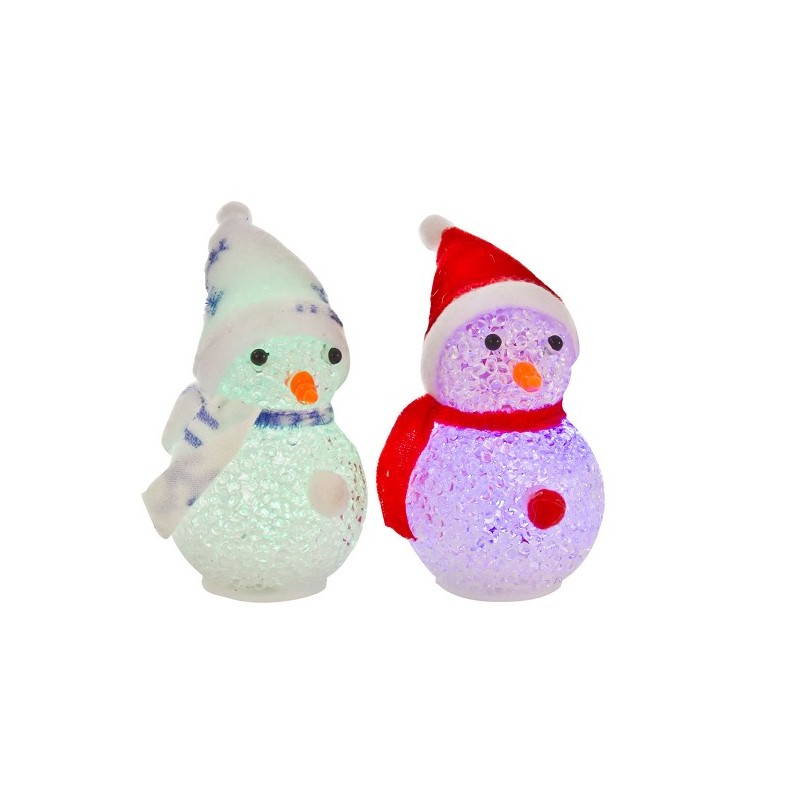 Bonhomme de neige 10 cm avec éclairage LED fonctionne sur 3xLR44 (incl)