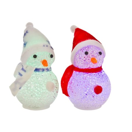 Sneeuwpop 10cm met led verlichting werkt op 3xLR44(incl)