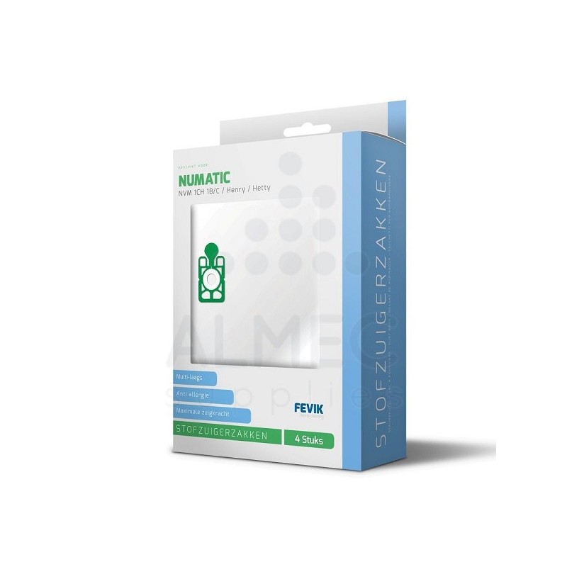 Fevik Stofzuigerzakken Numatic NVM 1CH Henry/James pak a 4 stuks