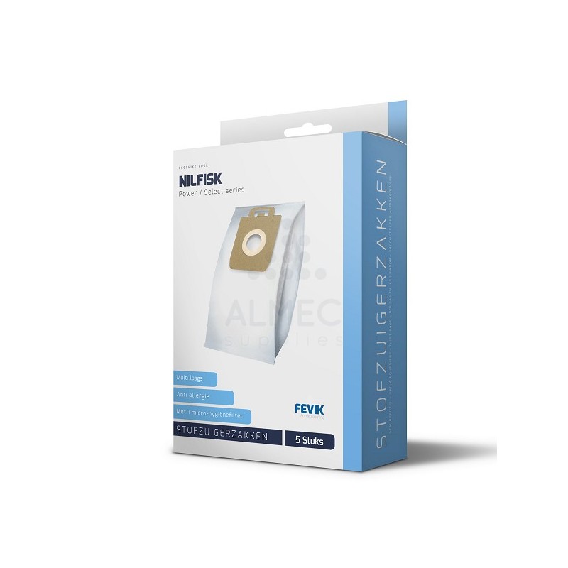 Fevik Sacs d'aspirateur Nilfisk Power/Select Series 3-D paquet de 5 pièces