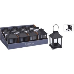 Photophore lanterne métal 11,5x9x8cm noir