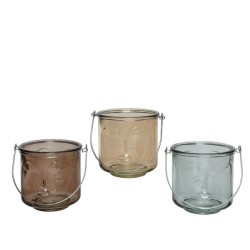 Photophore Decoris en verre avec face Ø11,8-H11,6cm