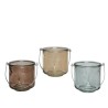 Decoris theelichthouder glas met gezicht Ø11.8-H11.6cm