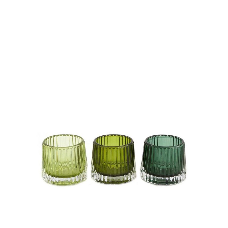Dijk Natural Collections Theelichthouder glas Ø8x7cm groen tinten