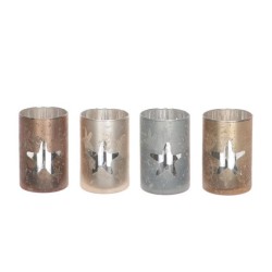 Photophore Etoile métallisé Ø8xh12cm