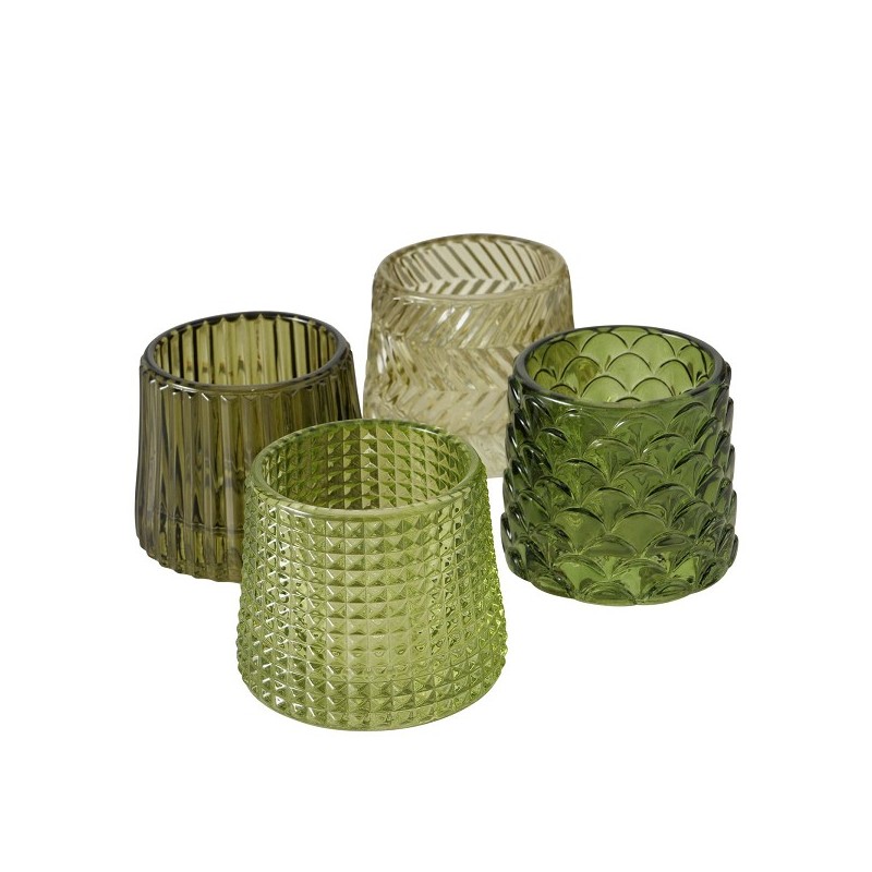 Boltze Home Photophore Sabena verre Ø8xh7cm vert