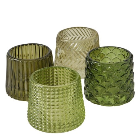 Boltze Home Photophore Sabena verre Ø8xh7cm vert