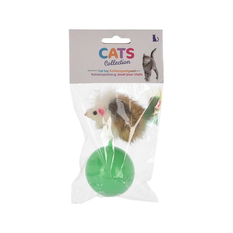 Balle jouet pour chat avec souris 20x10,5x5,5cm