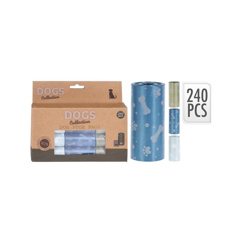 Sacs à crottes de chien lot de 12 rouleaux - 240 pcs