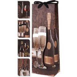 Sac cadeau bouteille de vin en papier avec impression 12,8x8,4xh36cm