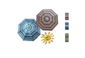 Parasol de plage en polyester plié 180x180x190cm rayé UPF30+