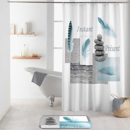 Rideau de douche Equilibre, Textile 100% Polyester 180x200cm complet avec anneaux de suspension