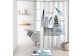 Rideau de douche Equilibre, Textile 100% Polyester 180x200cm complet avec anneaux de suspension