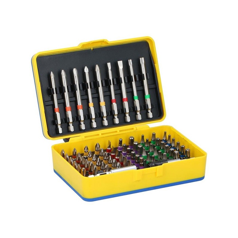 Kinzo schroefbitset 71-delig 12x16x4,5cm kruis torx en inbus met 2 bithouders