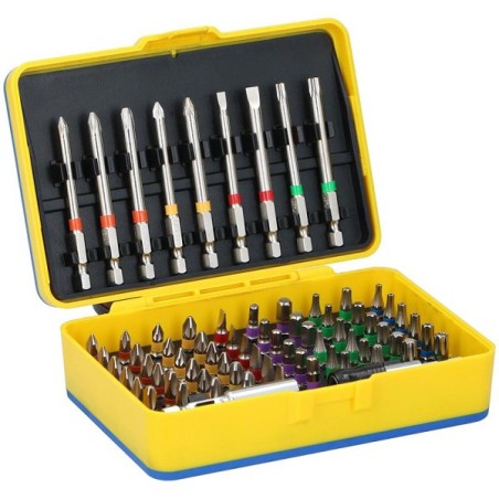 Kinzo jeu d'embouts de tournevis 71 pièces 12x16x4,5cm croix torx et hex avec 2 porte-embouts