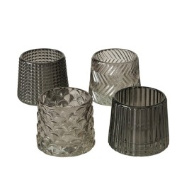 Boltze Home Photophore Sabena Ø7x8cm verre gris