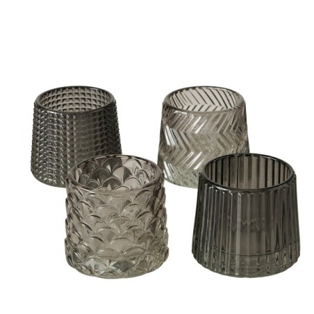 Boltze Home Photophore Sabena Ø7x8cm verre gris