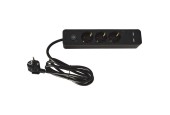 Prise avec espace pour 3 fiches et 2 fiches USB avec interrupteur et terre de protection, longueur de câble 1,4 mètres noir