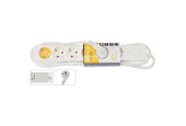Prise avec espace pour 6 fiches avec contact de protection et interrupteur, longueur du cordon 140 cm blanc