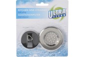 Crépine d'évier Ultra Clean en acier inoxydable (dia.6,5) avec bouchon en caoutchouc (4,5 cm)