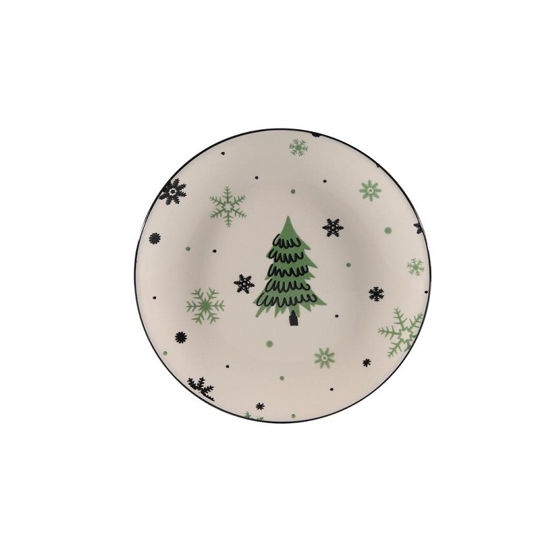 Assiette en porcelaine image sapin de Noël Ø19cm