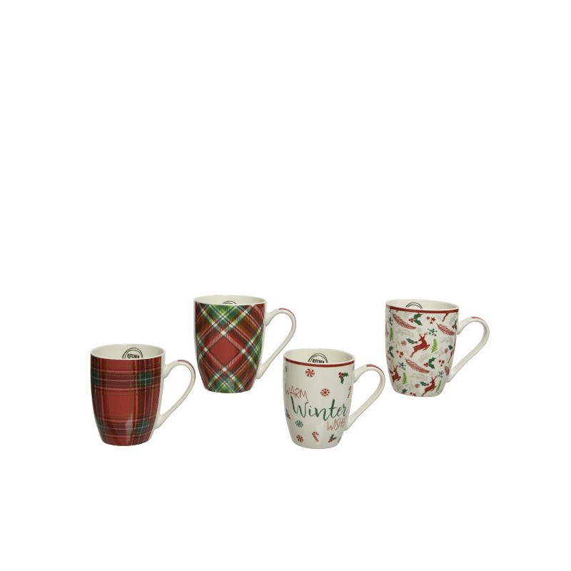 Mug de Noël Decoris 340 ml disponible en 4 motifs de Noël différents.