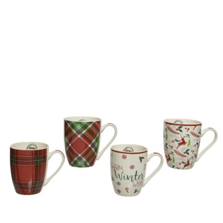 Mug de Noël Decoris 340 ml disponible en 4 motifs de Noël différents.