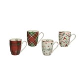 Mug de Noël Decoris 340 ml disponible en 4 motifs de Noël différents.