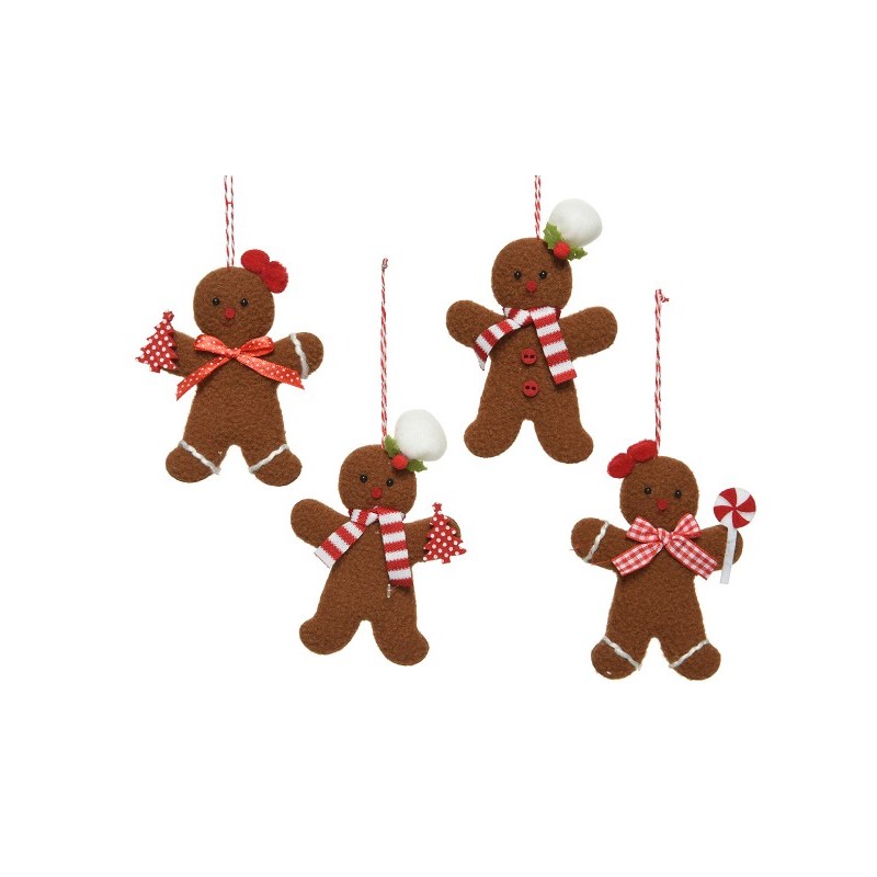Decoris Poupée en pain d'épices polyester 7,5x11x1cm 4 assortis