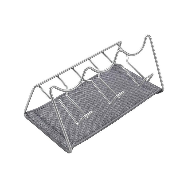 Egouttoir à bouteilles soda stream Metaltex Sodatex pour 3 bouteilles avec tapis en microfibre amovible