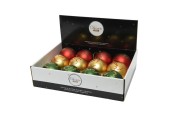 Decoris Kerstballen kunststof Ø8cm doos a 12 stuks mat finish licht goud, rood en groen