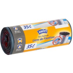 Sac poubelle Swirl Pedal avec élastique de fixation 35L rouleau de 10 sacs 650x635mm pour 80% de plastique recyclé