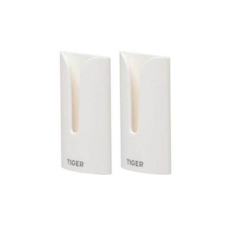 Tiger Tulip handdoekhaak wit met plakstrip 2 op blister