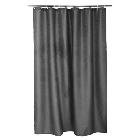 Rideau de douche Uni Jacquard Textile 100% polyester 180x200cm gris foncé complet avec anneaux de suspension