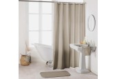 Rideau de douche Uni Textile 100% polyester 180x200cm taupe complet avec anneaux de suspension