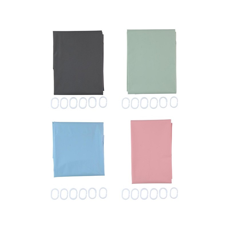 Rideau de douche PEVA avec 12 anneaux 180x180cm