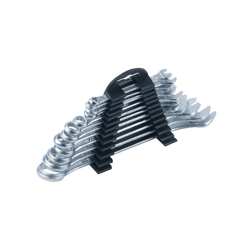 Kinzo 12 delig Steek/ringsleutelset in houder in de meest gangbare maten 6 tot 22mm