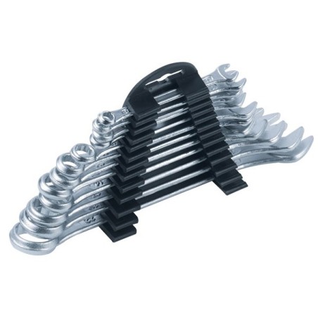 Jeu de 12 clés/clés à anneau Kinzo dans un support dans les tailles les plus courantes de 6 à 22 mm