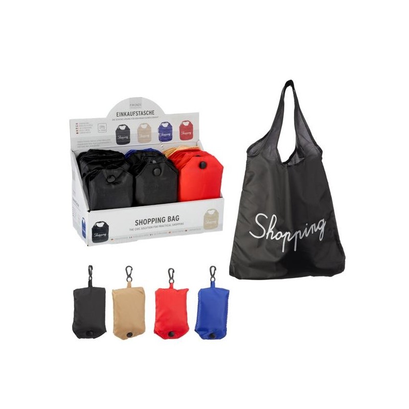 Sac shopping avec texte "Shopping" 33x34cm pliable